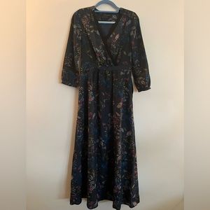 Banana Republic Green/Blue Floral Garden Maxi Dress